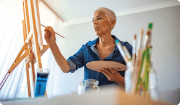 a woman in a blue shirt