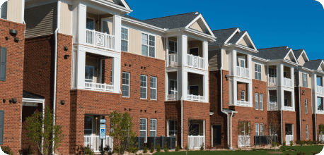 a row of multi-story buildings