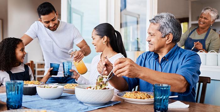 a family eating dinner